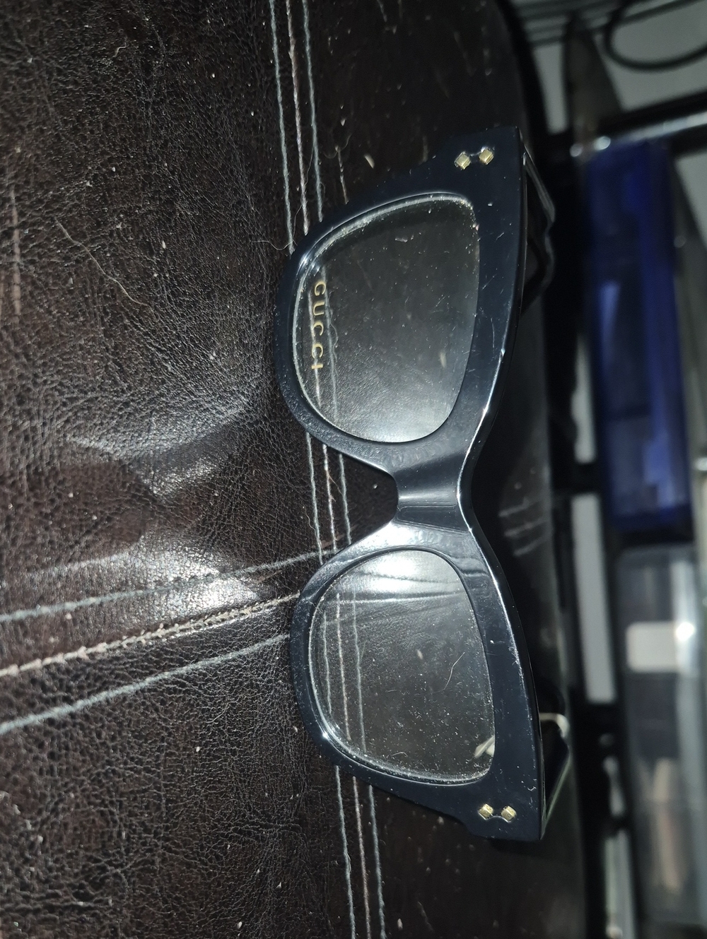 Gucci Black Men's Square Sunglasses with Gold Accents